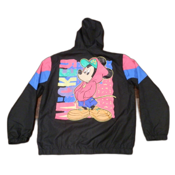 Vintage 90s Disney Mickey Mouse Black Hoodie Jacket Size Medium - Picture 2 of 2